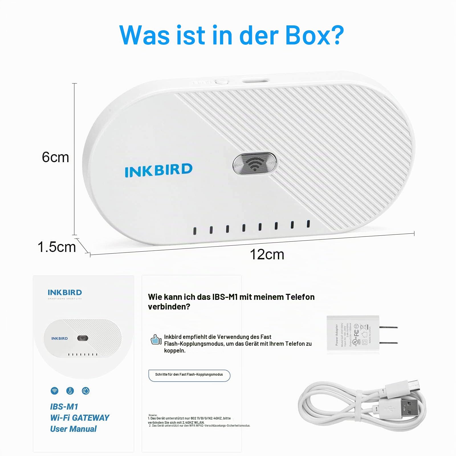 Inkbird IBS-M1 WiFi Gateway verbindet mit Thermo-Hygrometer und WLAN-Router Überwachen Sie Temperatur und Luftfeuchtigkeit überall über die App