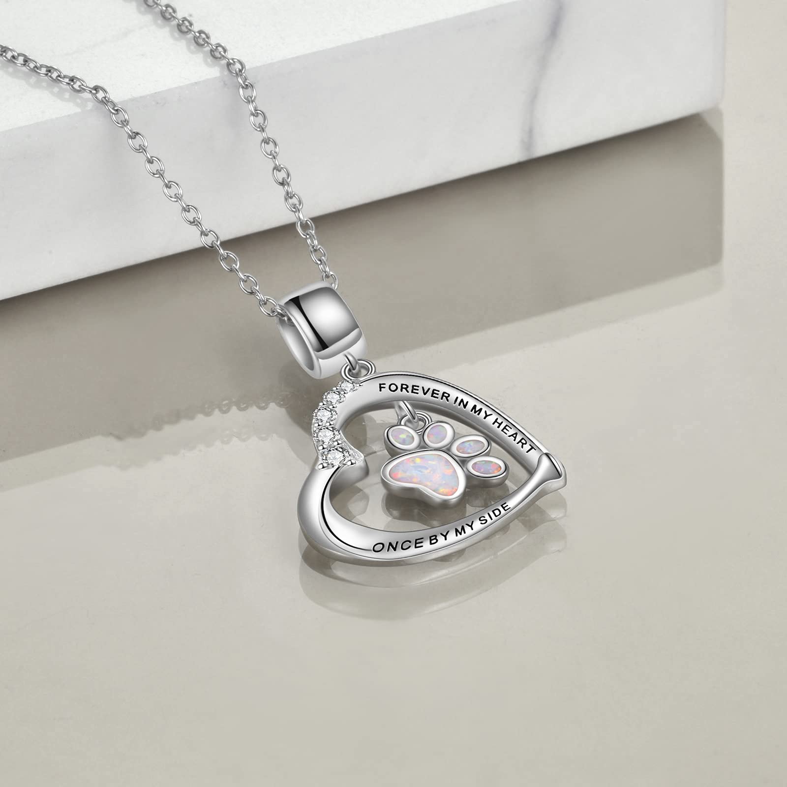 YFN Collar de ópalo con diseño de corazón de corazón de plata de ley para niñas, Plata esterlina, Cubic Zirconia
