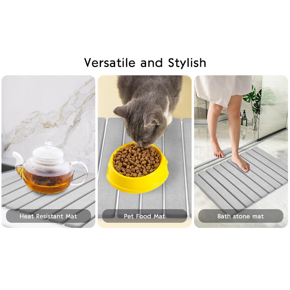 Ailan Tapis égouttoir multi-usages, absorbant et respectueux de l'environnement, idéal pour la cuisine et la salle de bain (40 x 30 cm), gris foncé