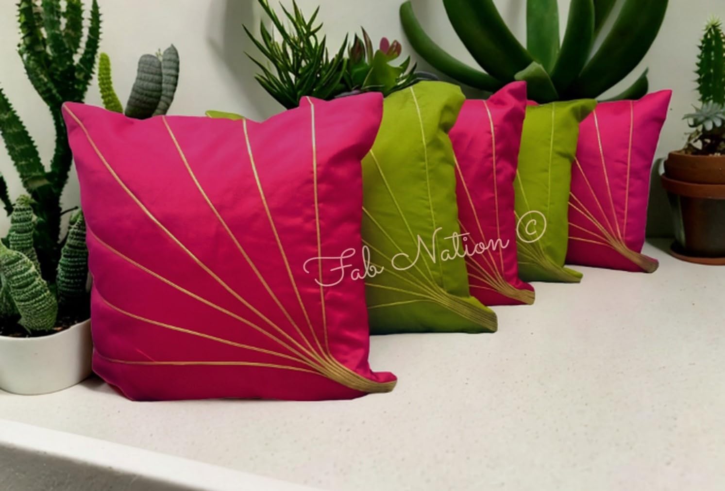 Multicolor Silk Cushion Covers - Set of 5 -7