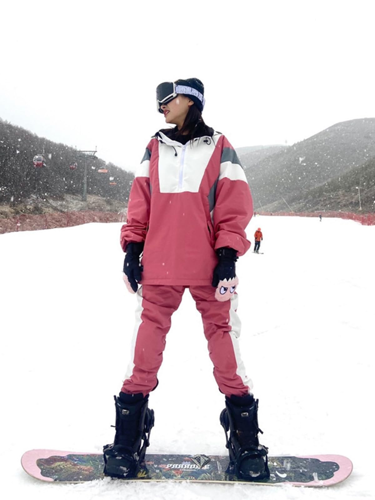 HOUZONIY Herren Damen Skianzug Schneeanzug Damen Skioverall Winter Warme Schnee Skifahren SäTze Outdoor Jumpsuit Mit Kapuze ReißVerschluss SkianzüGe Wasserdicht Snowboard Skisuit