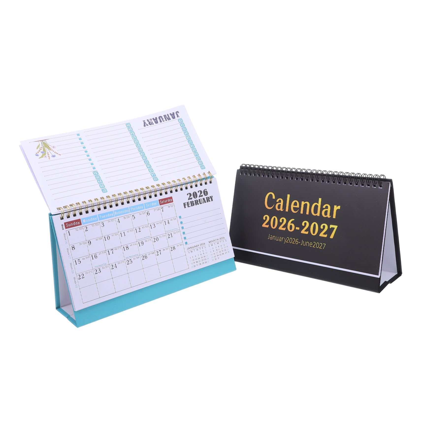 2 Piezas Pequeño Calendario de Mesa con Soporte y Páginas Giratorias para Planificación Diaria y Organización Oficina o Hogar