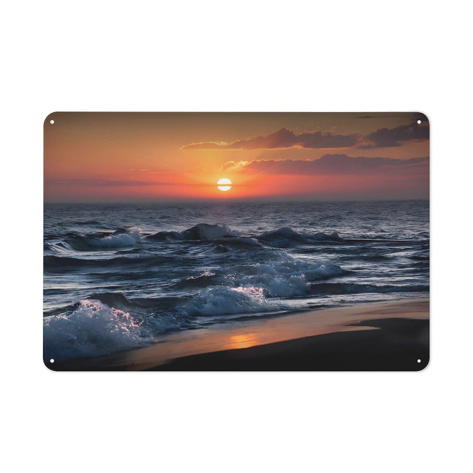 Lake Michigan Sunset Country Cabin Decoration Great Lakes West Michigan Coast Natural Scenery Still Life Aesthetic Poster Wall Decor Art Metal Tin Poster Modern Home Decor Art Metal Poster Home Bar Sh