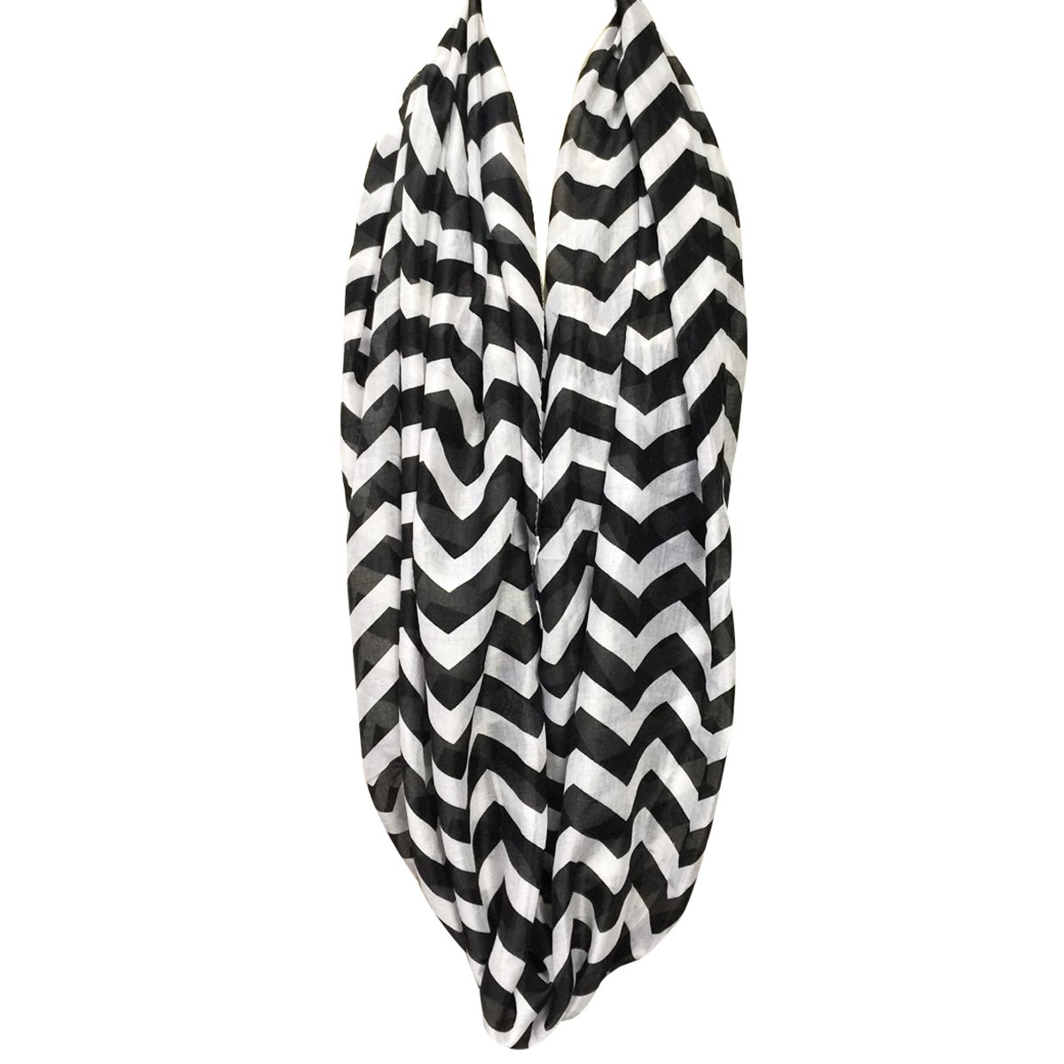 Wrapables - Bufanda ligera con diseño de zigzag - Negro - talla única