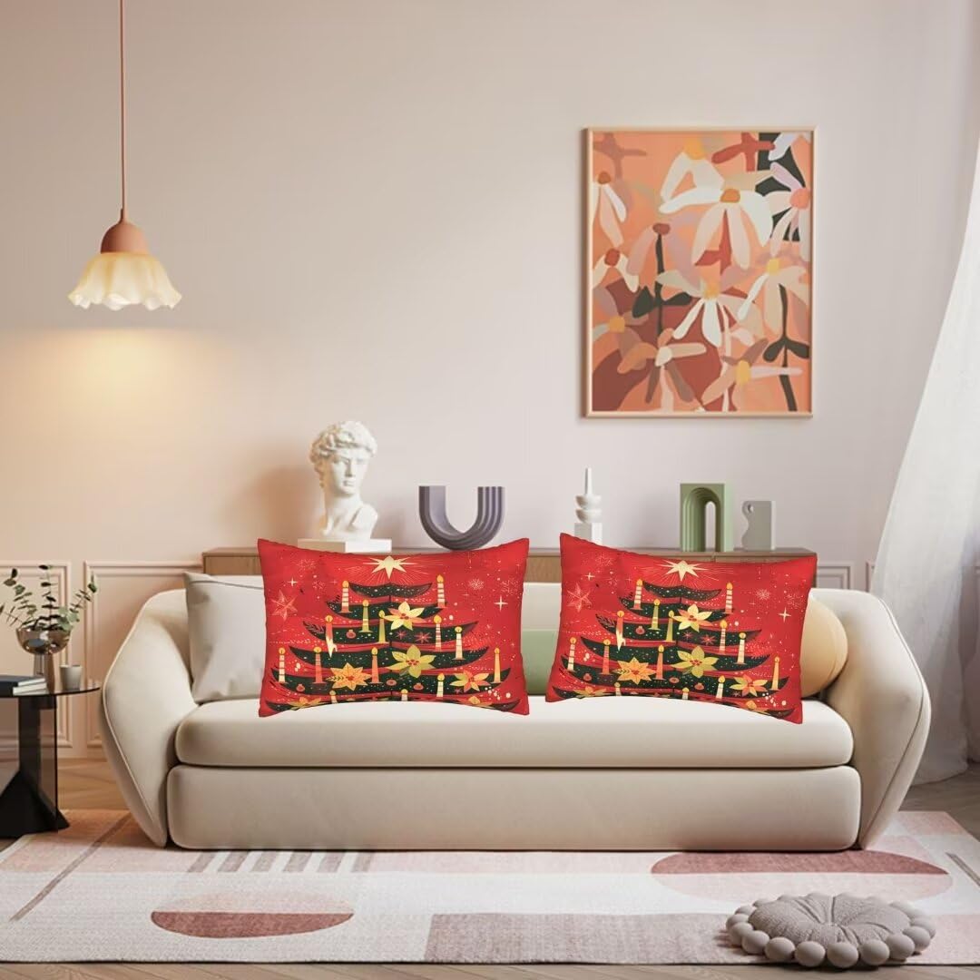 Kissenbezug 60 x 90 cm Weihnachtsbaum Kissen,Sofakissen Superweicher Kopfkissenbezug Dekorative Kissenbezüge (2er Set) Kissenhülle mit ReißVerschluss Deko Kissen für Couch Wohnzimmer Schlafzimmer J209