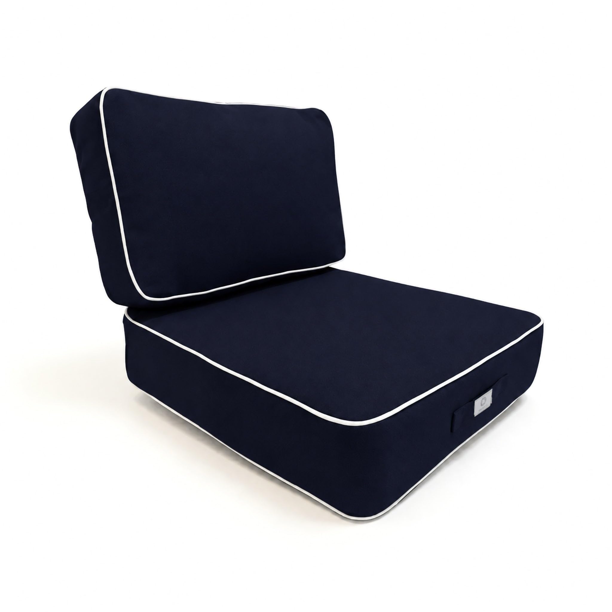 Cuscini da Esterno Impermeabili 60x60 cm Spessore 12 cm - Set Seduta e Schienale per Poltrona Larga da Giardino - Imbottitura Inclusa, Sfoderabili, Anti UV, Profilo Cordonato - Blu Marino