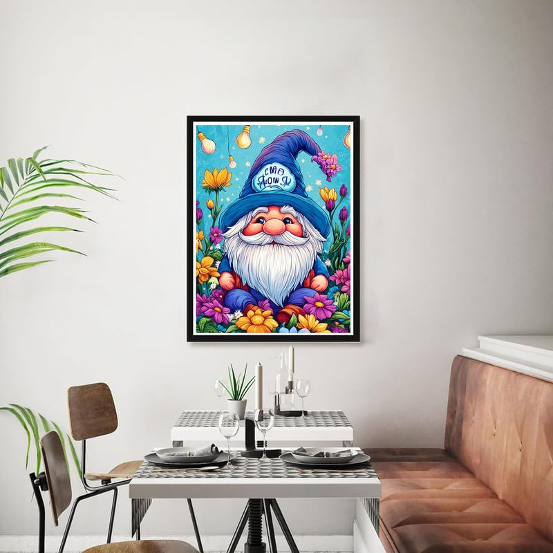 Bimkole 5D Diamond Art Kits for Adults Gnome, Full Drill DIY Rhinestone Embroidery Set Paint with Diamonds Art Flower by Number Kits Cross Stitch Home Wall Craft Decor 12x16 Inch