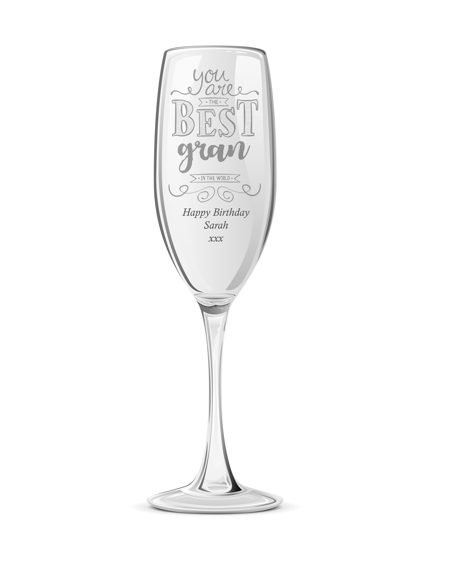 Ukgiftstoreonline Transparent Gift For Gran Personalised Engraved Champagne Prosecco Glass Flute