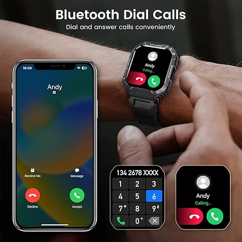 Miniatura 2 de Relojes inteligentes para hombre reloj de fitness impermeable de 183 pulgadas reloj inteligente con llamada Bluetooth para teléfonos Android iOS con