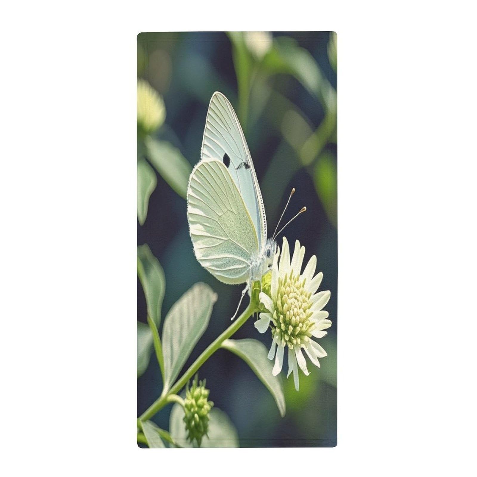 FekiLoot White Butterfly Hand Towels Coral Velvet Highly Absorbent Towel,Classic Luxury Printed Hand Towels Soft Hands Face Towel for Bathroom Kitchen Salon Workout 13.8 X 28.7 in