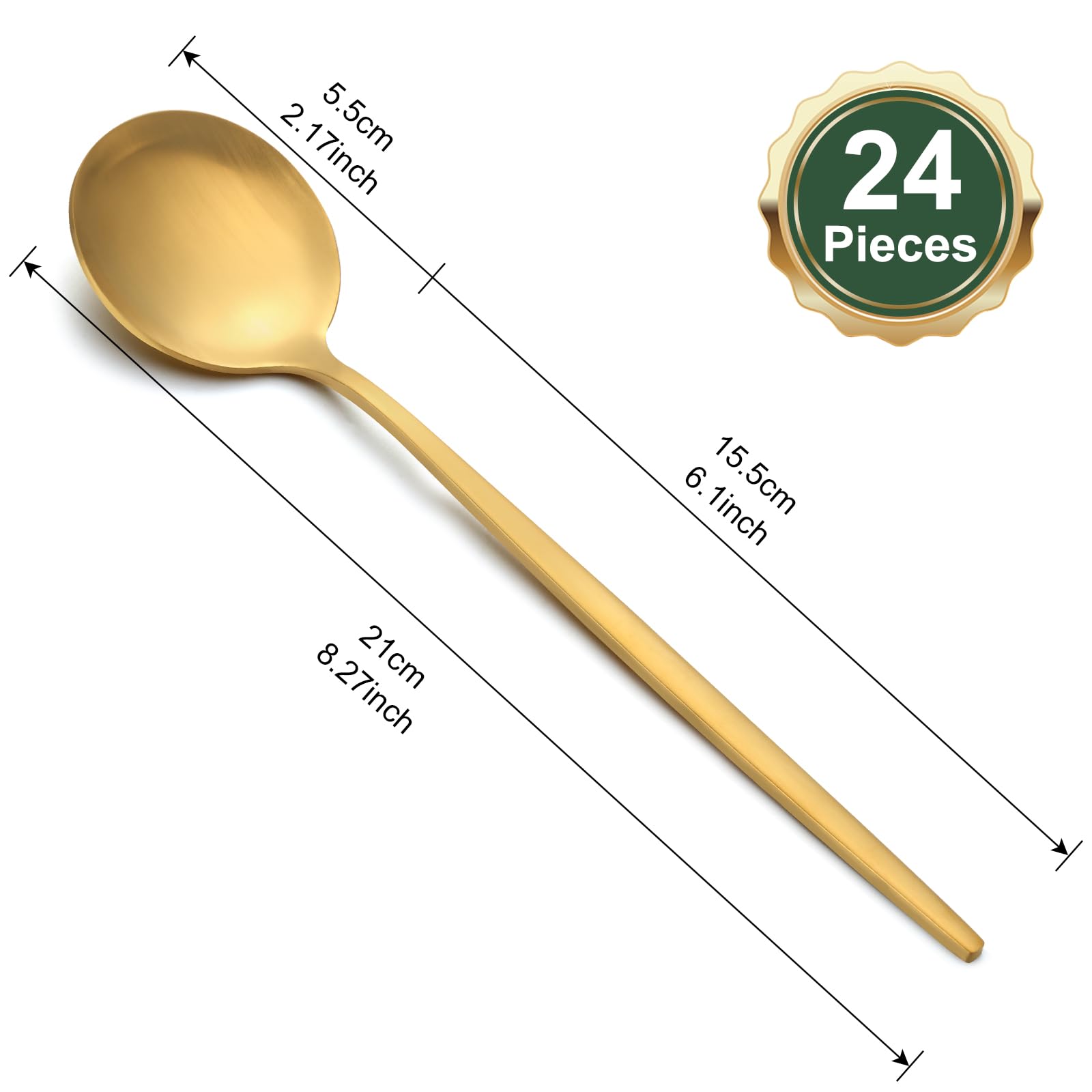 Set 24 Cucchiai Da Tavola In Acciaio Inox Nero - Eleganti E Lavabili In Lavastoviglie - Foto 3