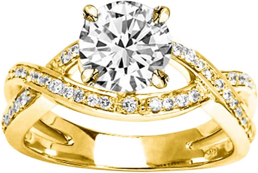 Houston Diamond District 2 to 5.5 Carat LAB GROWN DIAMOND Twsting Split Shank Round Cut Diamond Engagement Ring (E-F Color VS2-SI1 Clarity)