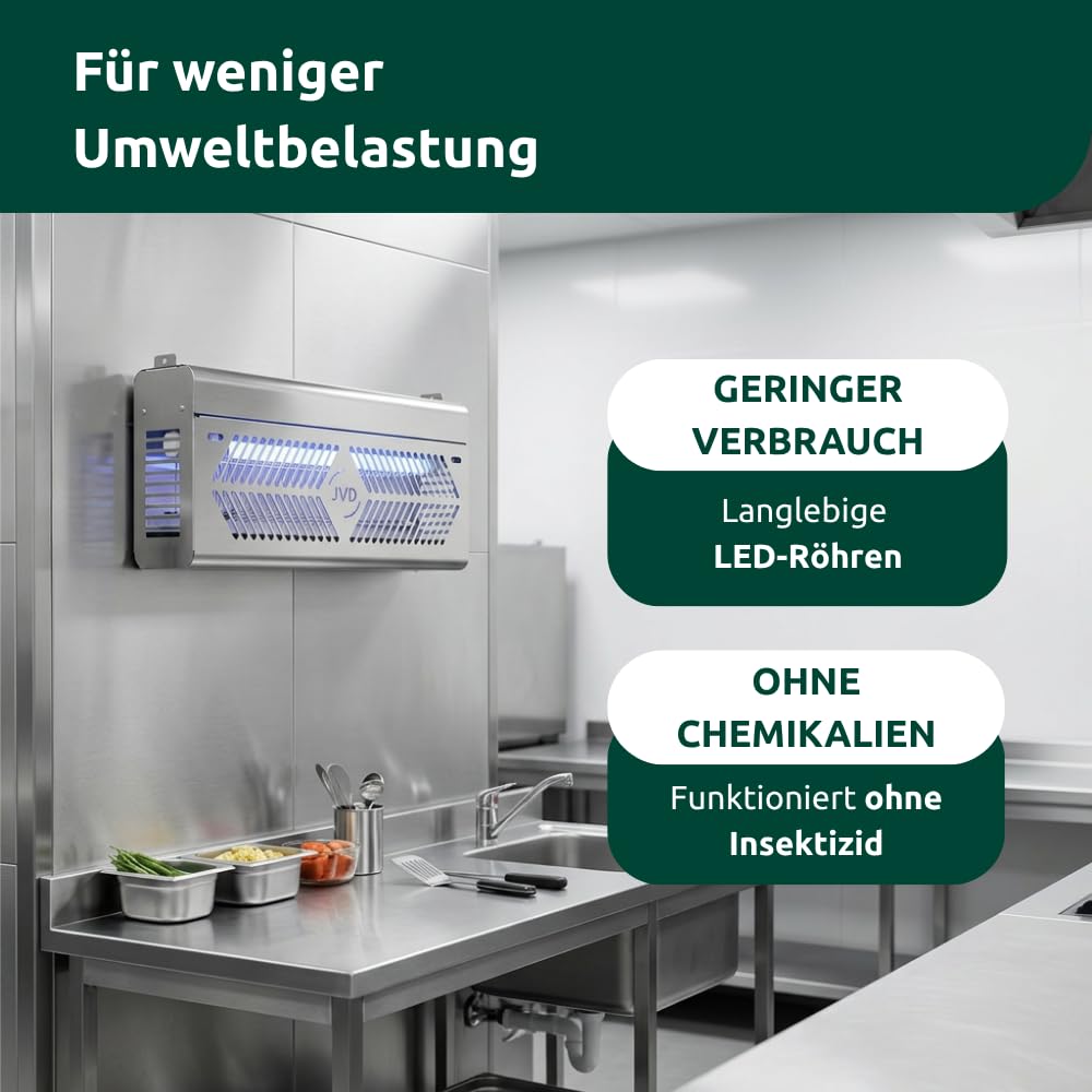 JVD Insektenvernichter elektrisch Industrie PRO IP54, 3700 V, 200 m², Bruchschutz-LED