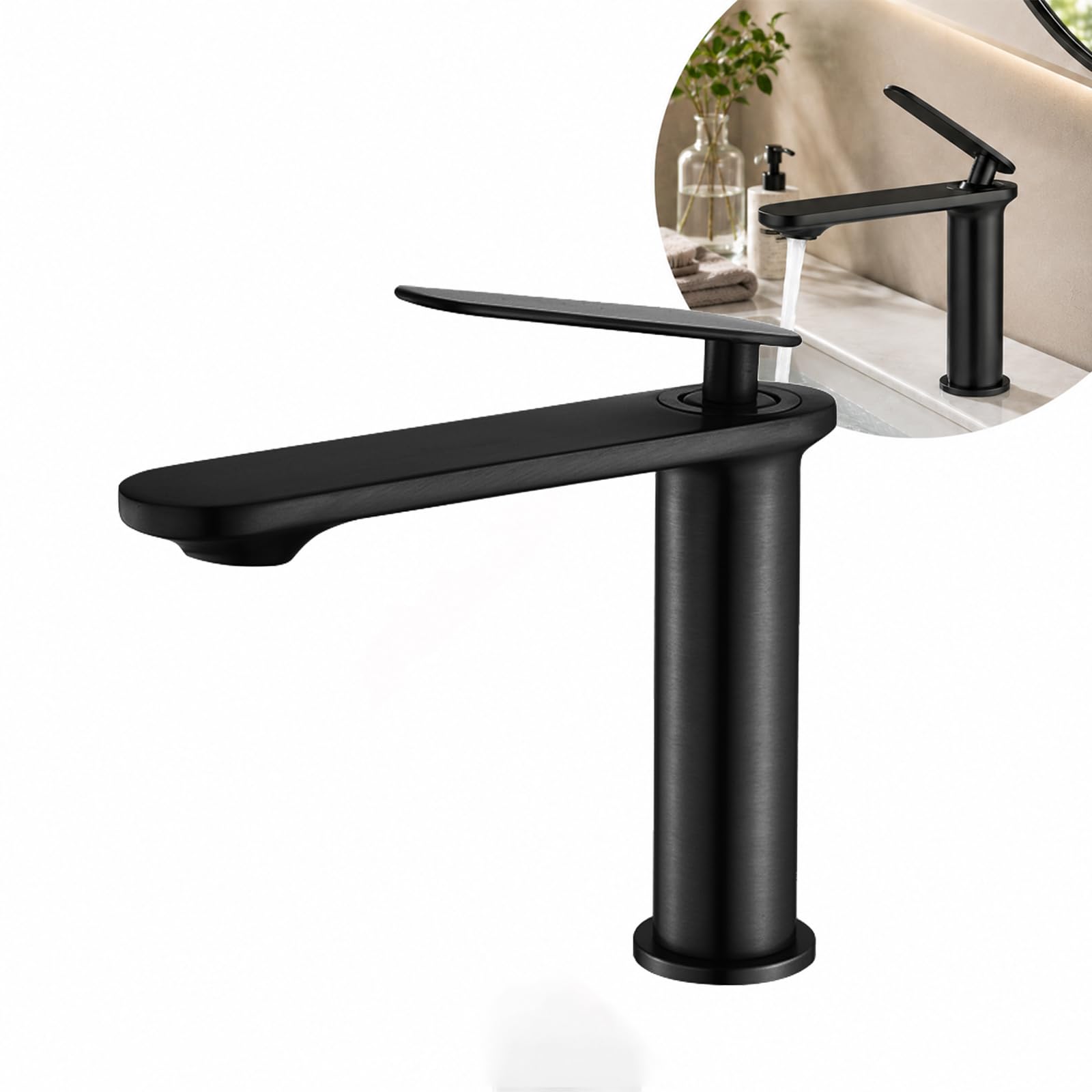 Robinet de lavabo noir en acier inoxydable moderne par Victova
