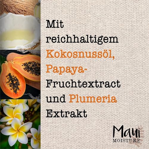 Maui Moisture Coconut Oil Shampoo 385 ml, pflegendes Haarshampoo mit Kokosöl, Plumeria- und Papaya-Extrakt, für lockiges Haar, ohne Sulfate und Silikone