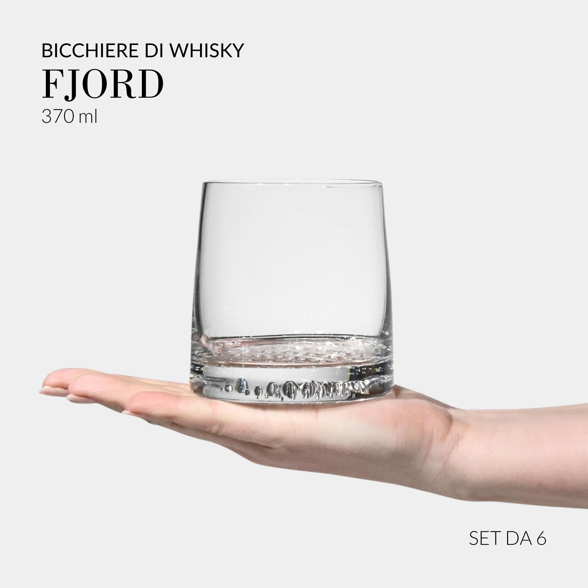 Krosno Bicchieri da Whisky | Set da 6 | 370 ML | Collezione Fjord | Ideale per Casa, Ristoranti e Feste | Lavabile in Lavastoviglie