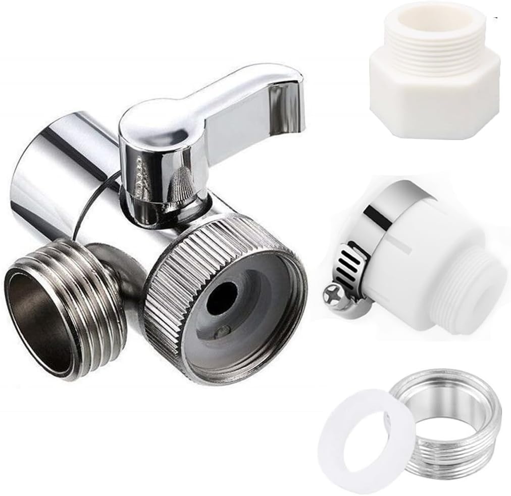 Brass Sink Valve Diverter Faucet Splitter - Kitchen or Bathroom Sink Faucet to Hose Adapter - M22 x M24 (Style A)