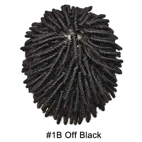 Miniatura 2 de Afro Toupee - Trenzas cortas de ganchillo para hombres negros, sistema de reemplazo de cabello humano virgen brasileño, inyección completa de