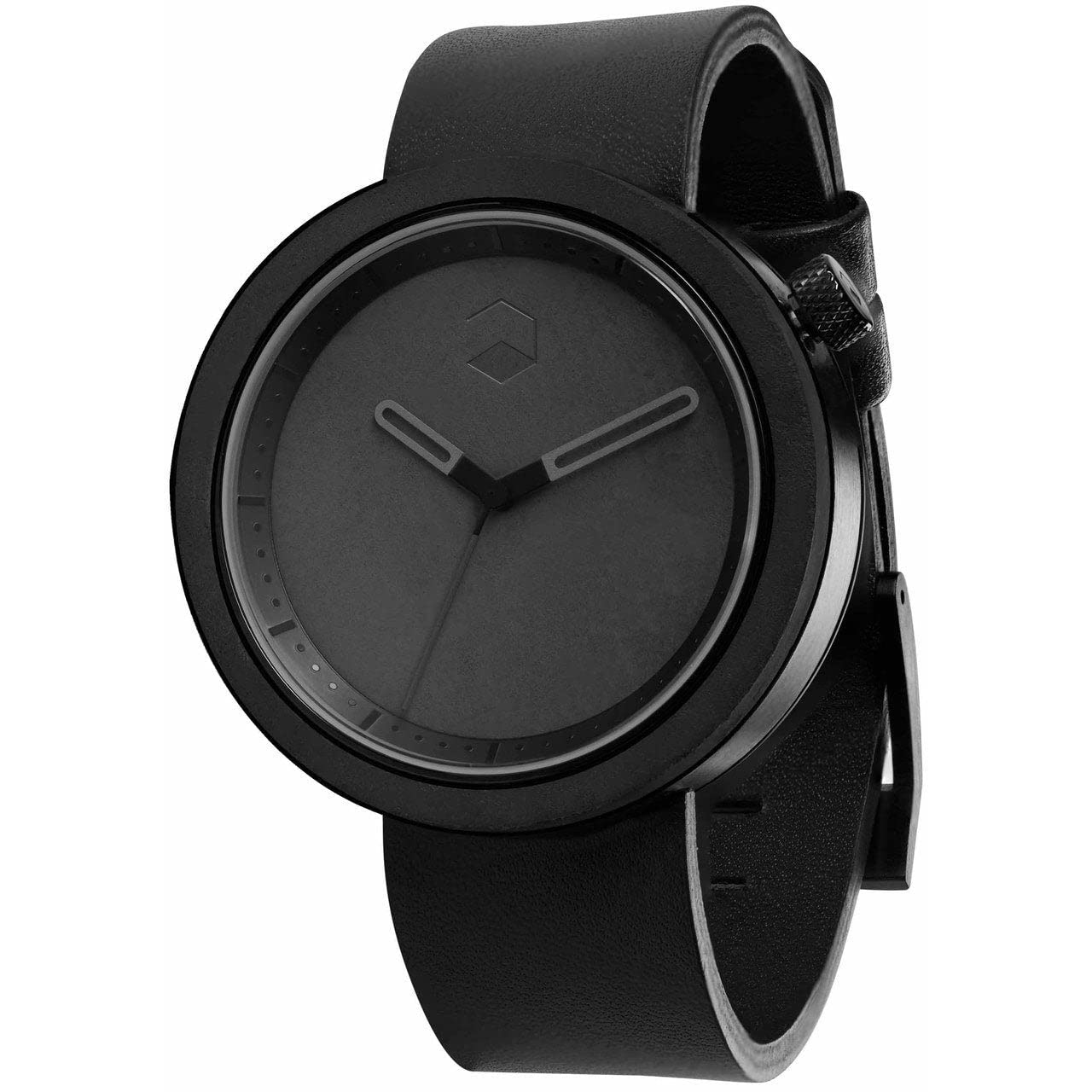 Aggregate Masonic Black Concrete Watch | Charcoal Black Leather
