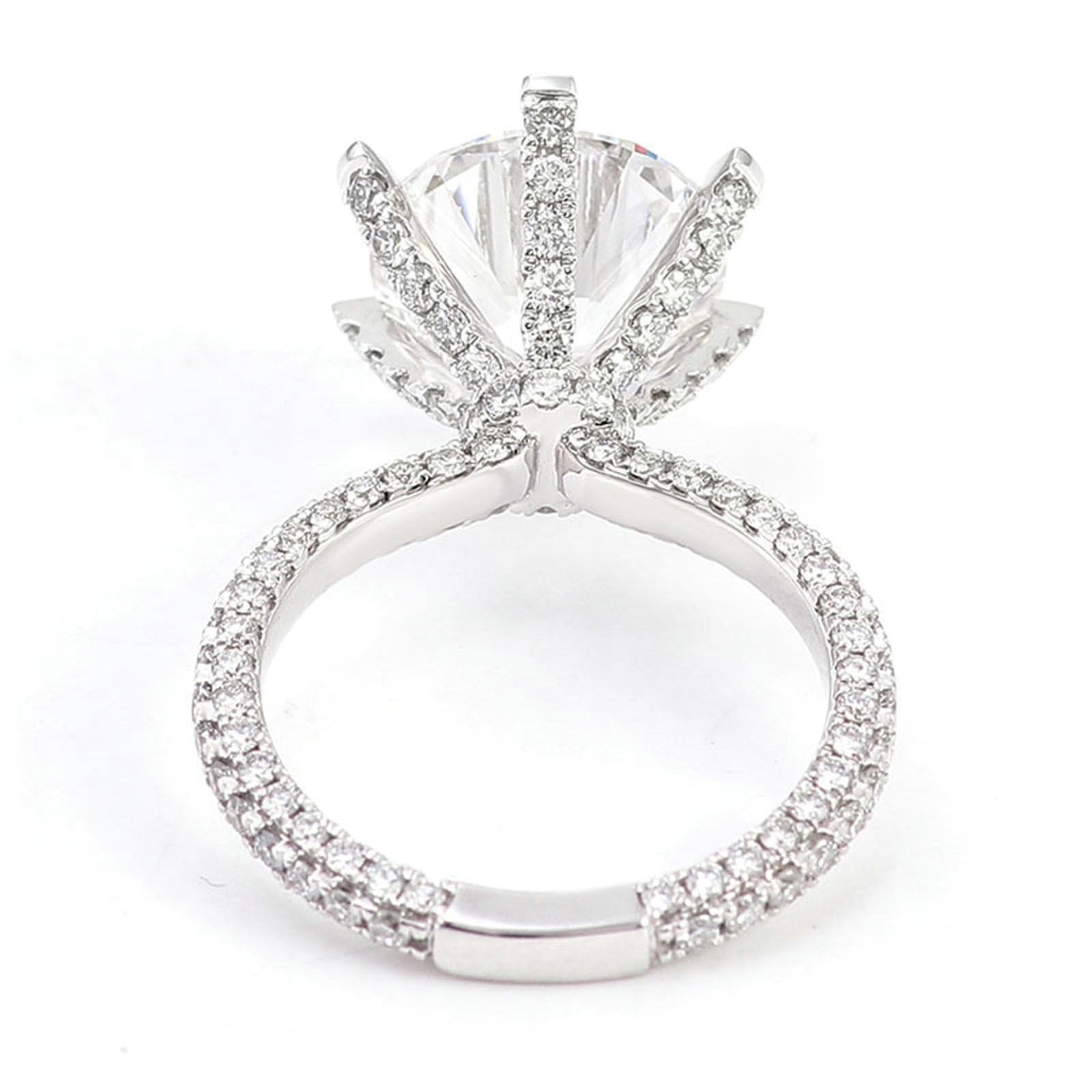 Anillos de compromiso de oro blanco de 18 quilates para mujer, talla redonda de 3 quilates, moissanita, elegante anillo de compromiso