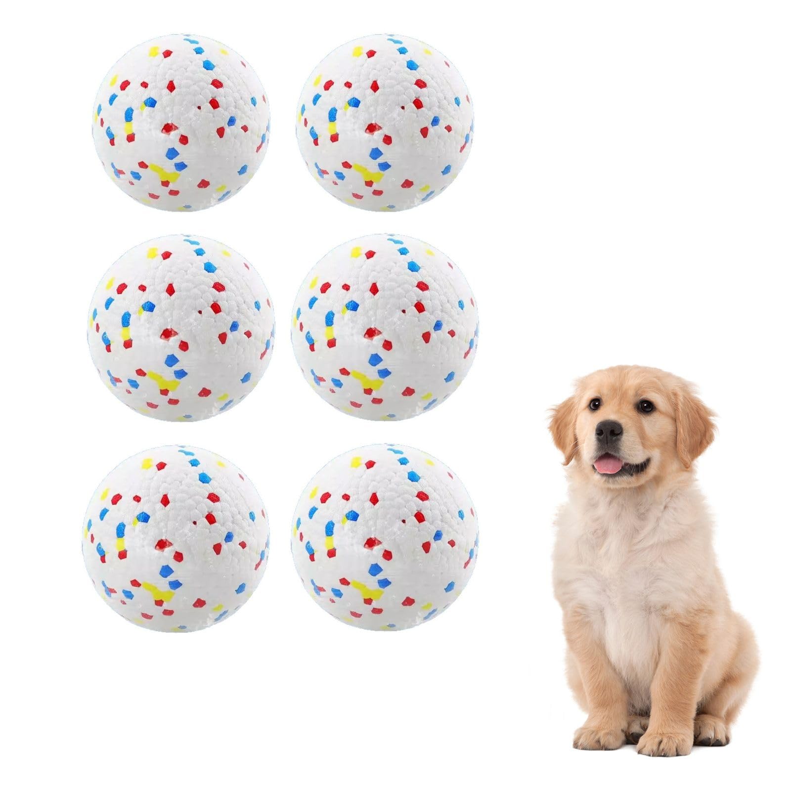 Dog Toy Balls 6 Pack - Interactive Tennis Balls for Aggressive Chewers Indestructible Chew Toys for Puppy Teething