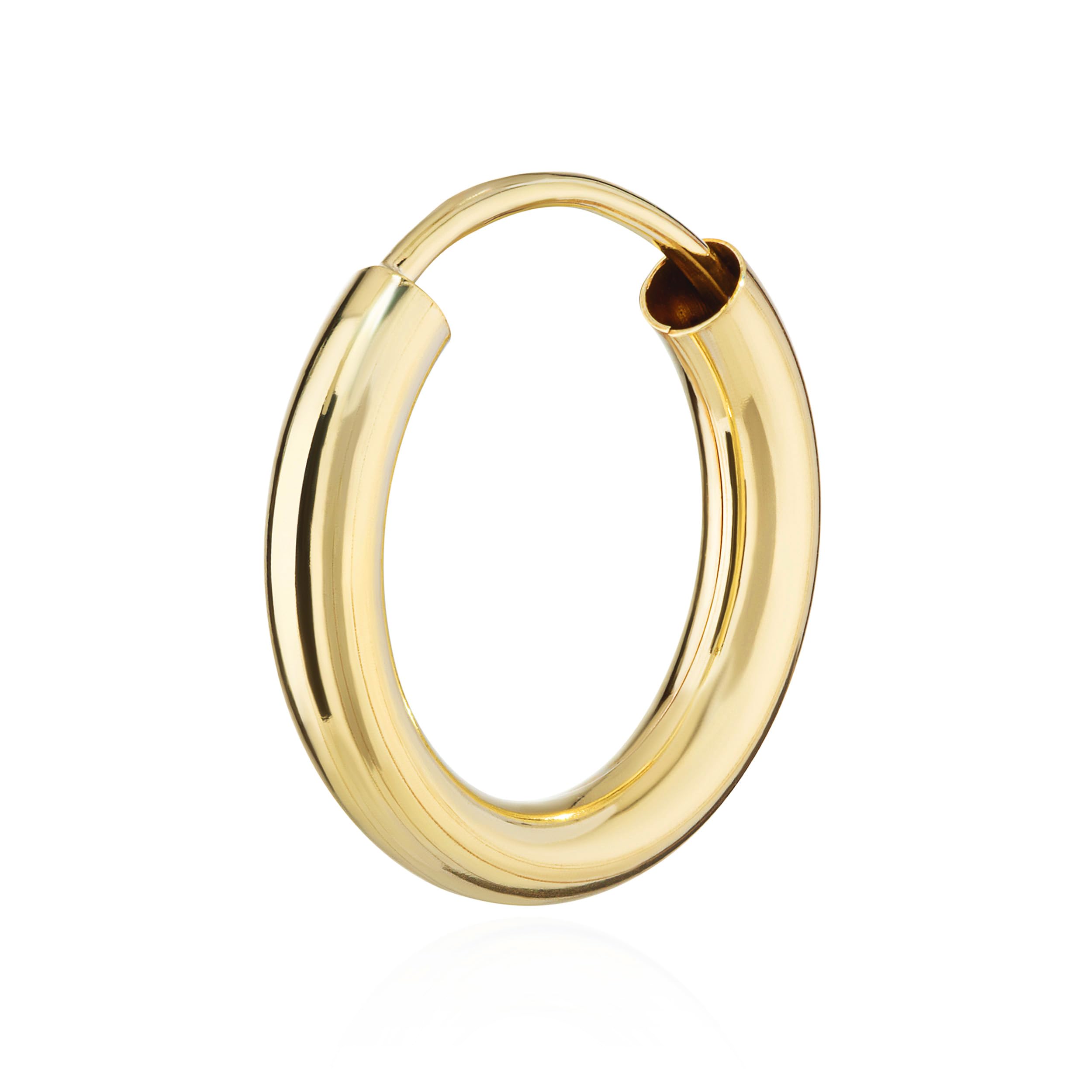 NKlaus EINZEL 333 oro amarillo pendiente CREOLE joyería de la oreja de oro redondo 15mm 1849