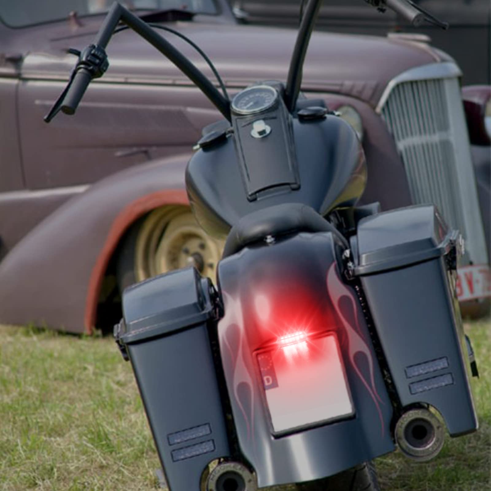 MISS MOLY Feu Arrière Moto 28 LED 12V - Feu Stop, Position Et Plaque - Étanchéité Totale Pour Moto, Quad, VTT