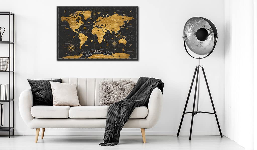 murando - Lavagna Di Sughero per Puntine - Mappa Mondo 120x80 cm 1 Pezzo - Bacheca Sughero da Parete & Quadro su tela in un Uno - Grande Decorativo per Parete per le Note - Geografica k-A-0490-p-a