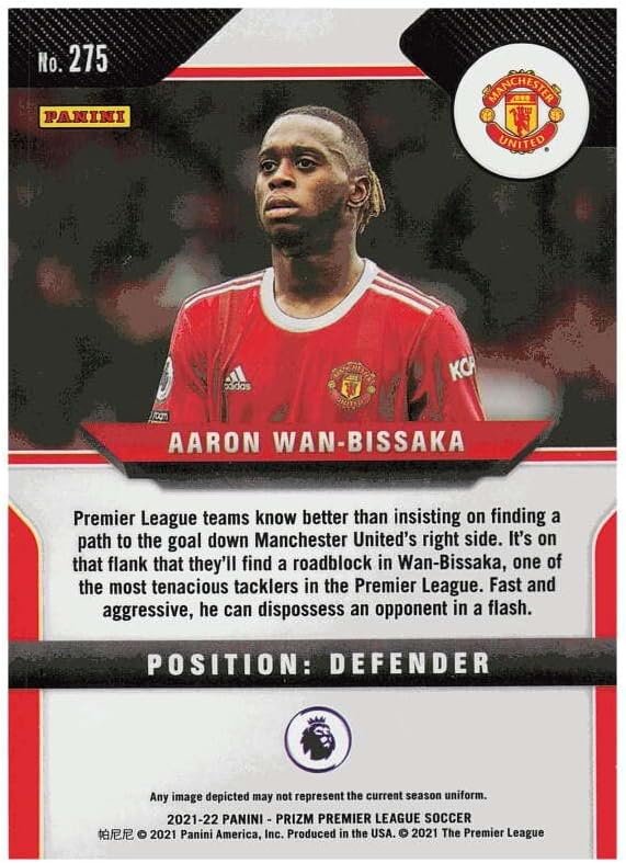 Miniatura 2 de 2021-22 PANINI PRIZM PREMIER LEAGUE #275 AARON WAN-BISSAKA MANCHESTER UNITED SOCCER OFFICIAL TRADING CARD OF THE PRO