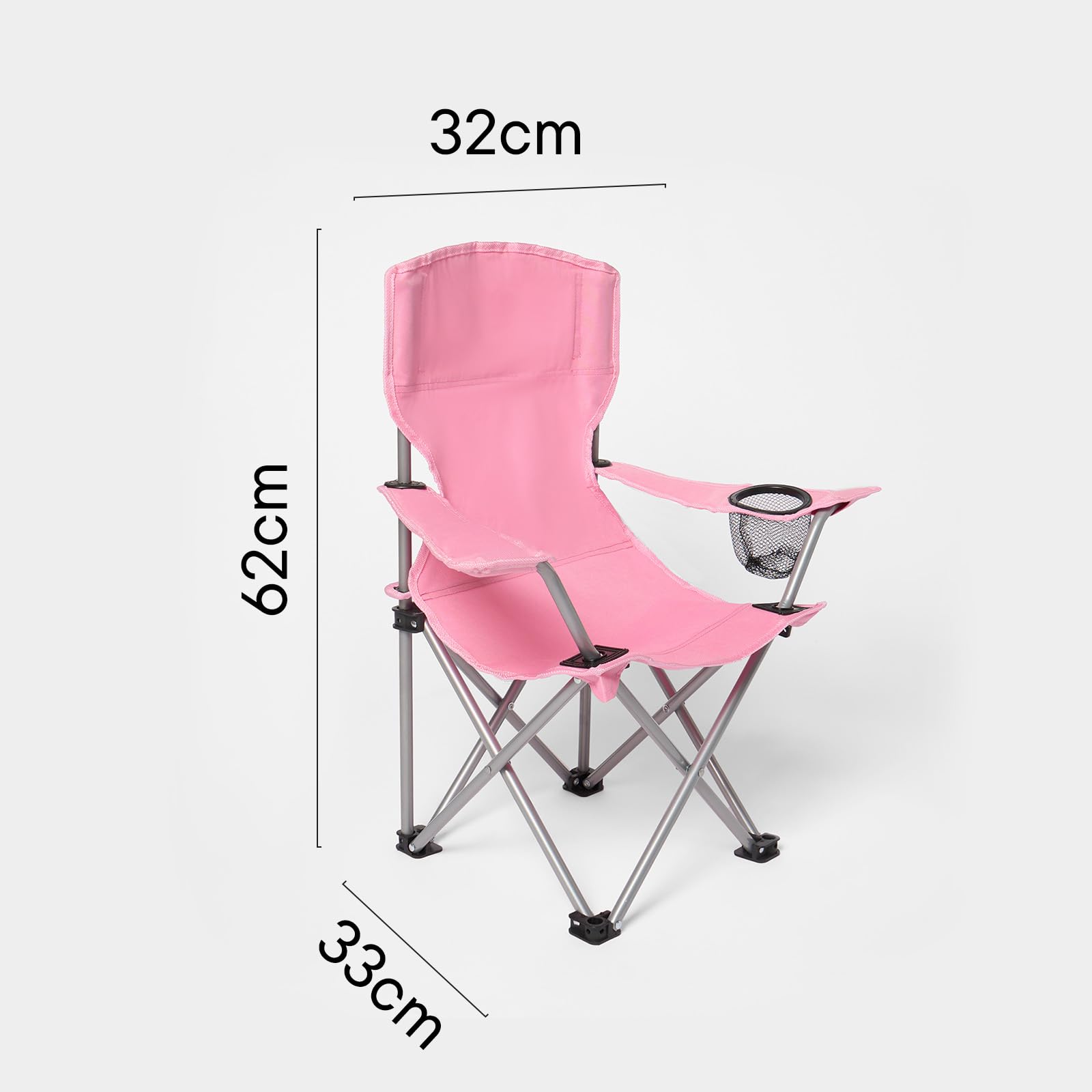 OHS Kids Camping Chair Pink, Outdoor Lightweight Comfy Boys Girls Childrens Camping Chair Foldable Picnic Garden Beach Hiking Sturdy Drinks Cup Holder