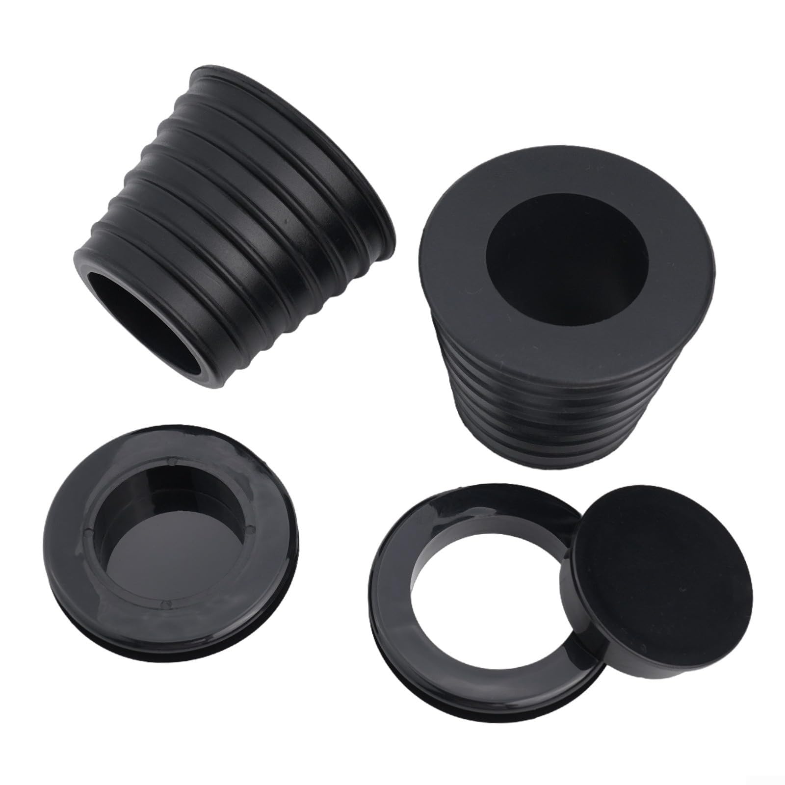 Patio Umbrella Hole Reducer Silicone for Glass Table, 2-Inch Adapter with Rubber Cone Insert for Outdoor Parasol Pole, Black 4-Pack