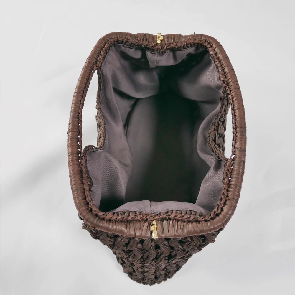 Large Straw Clutch Bag for Women Summer Satchel Purse Fashion Woven Top Hanlde Handbags for Beach Vacation - Image 5