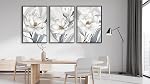 ASDCEUTICALS Framed Canvas Art mural - Floral Esthétique Decor mural Delicate Magnolia Peintures Fleurs blanches vibrantes Photos Artwork pour le salon Chambre à coucher Bureau Cuisine 40cm X 60cm X 3 Panneaux