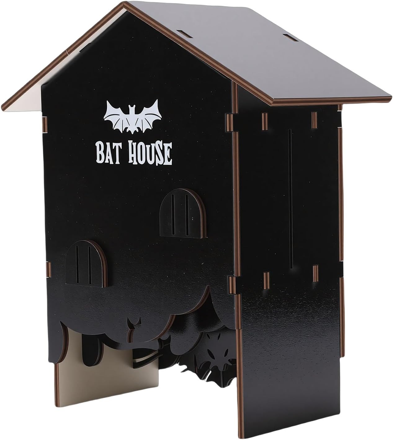 Fockety Bat House, Wooden Boxwood Bat Shelter for Outdoor Mounting on Trees or Poles, Weatherproof Habitat Box for Roosting Breeding Garden Yard Decoration