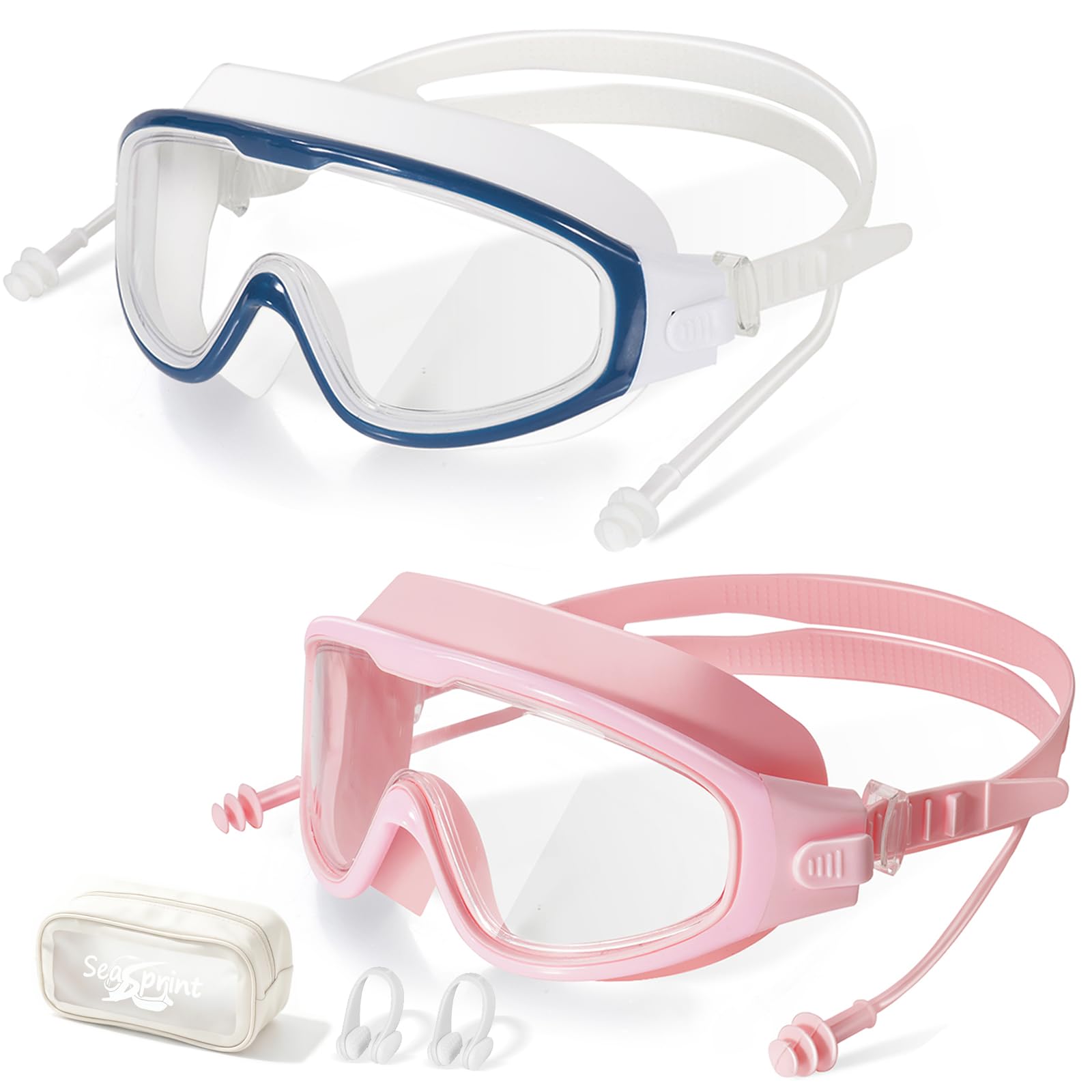 Seasprint Schwimmbrille für Erwachsene, Weitsicht, klare Sicht, Anti-Fog-UV-Schutz, kein Auslaufen, Poolbrille