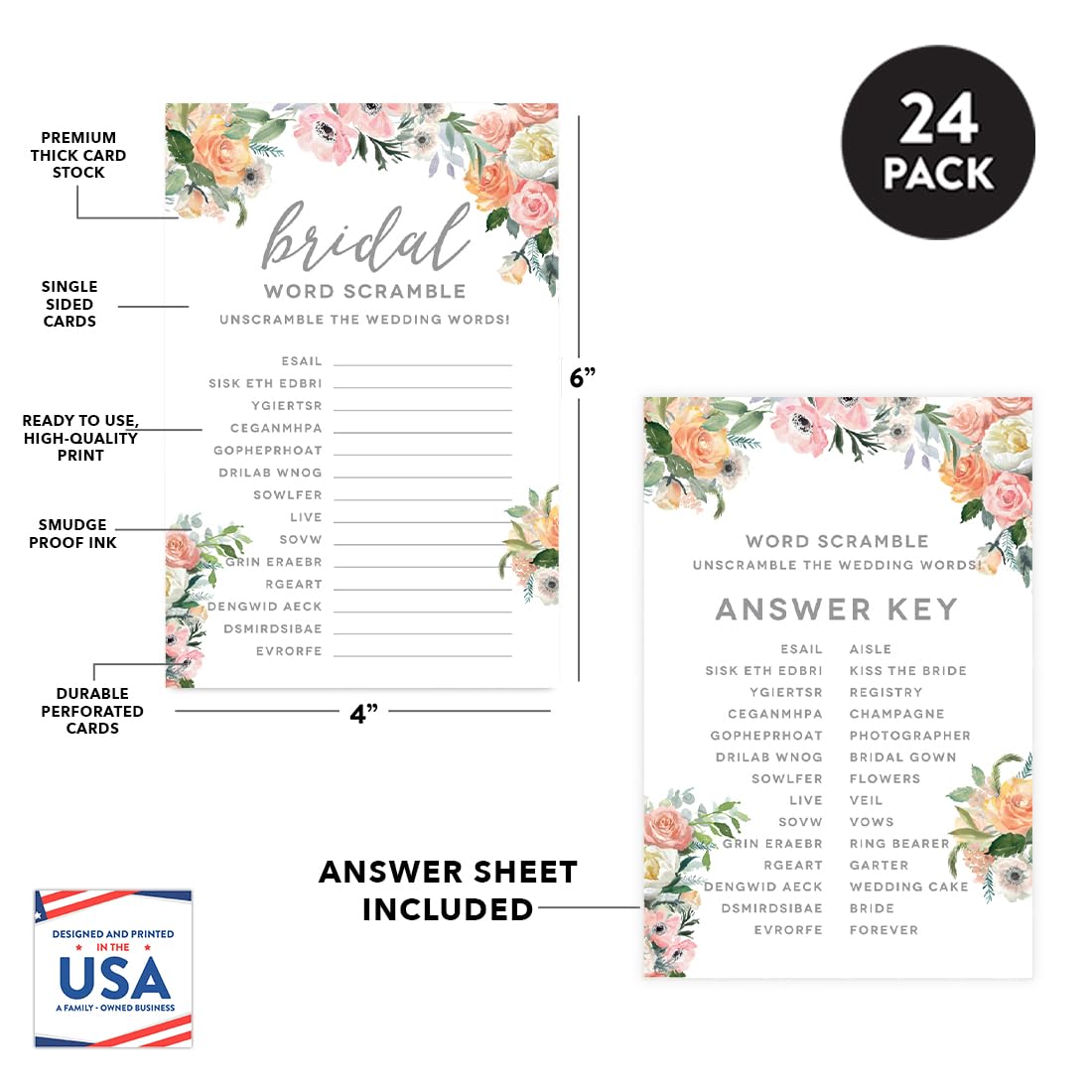 Andaz Press Baby Shower Game Cards – 'What’s On Your Phone?' 20-Pack, Peach Coral Floral Design