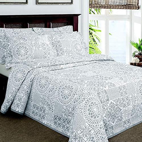 Richard Inglis Elainer Home Living Lace Patchwork Quilted Bedspread, Grey, King