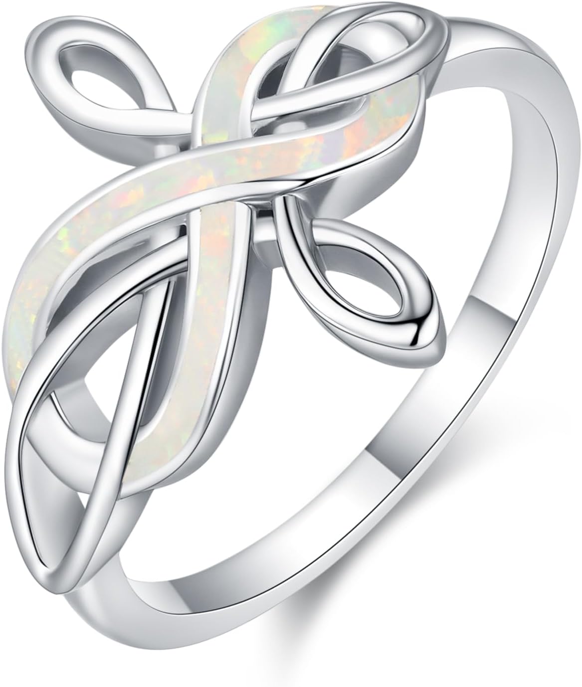 Opal Ring for Women 925 Sterling Sliver Opal Infinity Ring Jewelry Birthday Gifts for Women Girlfriend Mom Wife Her