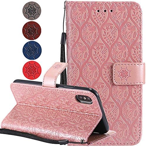 iPhone 5s Case, iPhone SE Wallet Case, [2 Card Slots] [1 Folder Cash Purse] [1 View Window] [Wrist Strap] Slim Fit Faux Leather Folio Magnetic Case Cover with for iPhone 5 (Rosegold)