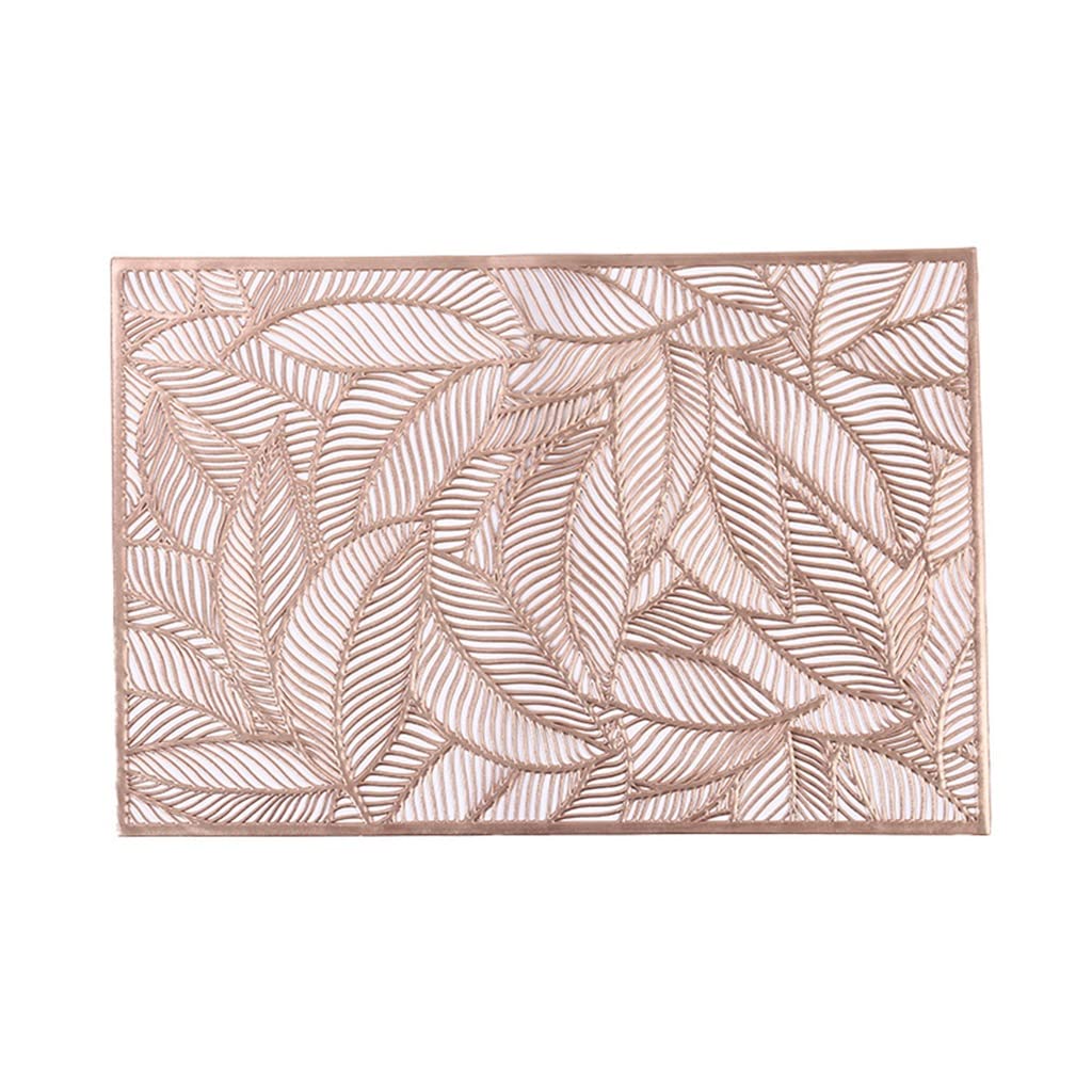 IANSHFKN Rectangular Restaurant Leaves Stamping Insulation Placemats Scandinavian Hollow Western Table Mat