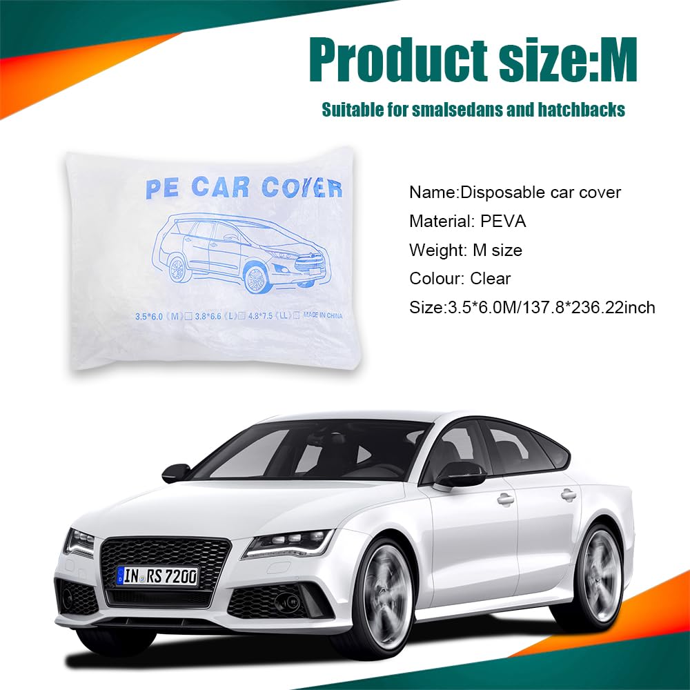 QZTYTY 2PCS Disposable Car Cover Waterproof Car Cover Universal Rain Dust Garage Cover with Elastic Band 11 48X19 — view 2