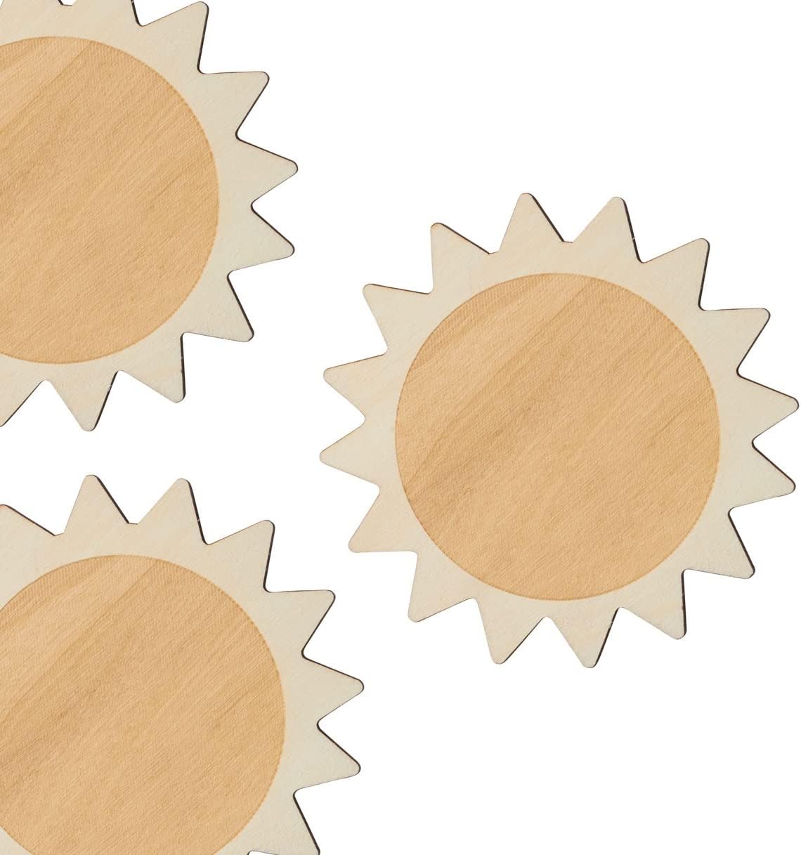 Pack of 24 Unfinished Wood Sun Cutouts by Factory Direct Craft - Blank Wooden Outer Space Solar System Suns Shapes Made in USA for Arts and Crafts (Size: 4 inches)