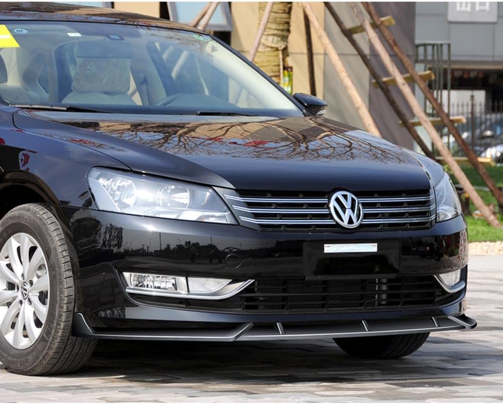 Q1-TECH, 9PCS Front Bumper Lip & Side Skirt Extensions Diffuser Compatible with 2012-2015 Volkswagen Passat Sedan Only, Front Bumper Lip Air Chin Body Spoiler Splitter ABS (Painted Black)