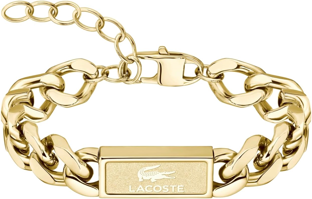 Lacoste Backhand Collection - Chain Bracelet for Men - Stainless Steel Jewelry - Adjustable Band - Modern Design, Fashion Accessory - Gift for Him