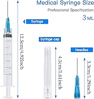 Vista 2 de Jeringa desechable de 3ML con aguja, envuelta individualmente (23Ga 25mm/1.0 pulgada, paquete de 20)