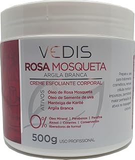 Creme Esfoliante Rosa Mosqueta com Argila Branca, Vedis Cosméticos
