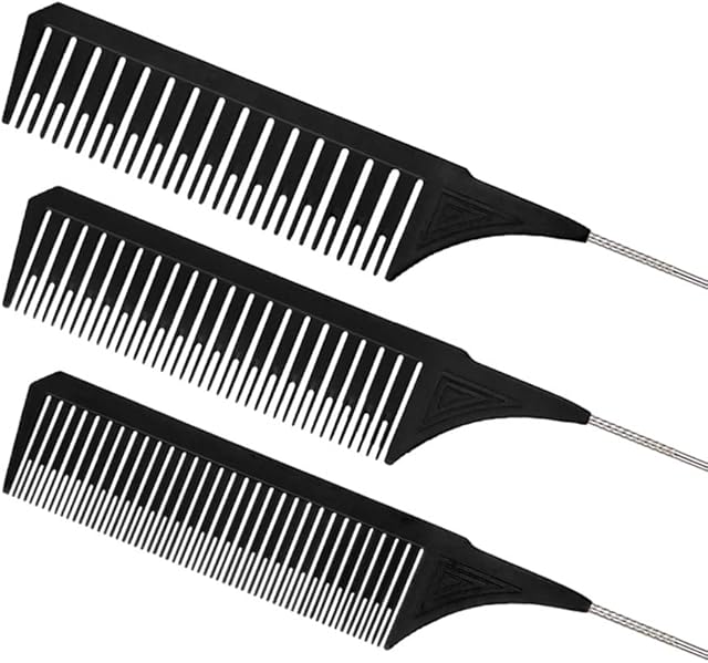 3Pcs Highlighting Combs Set Different Sizes Weaving Hair Combs Professional Rat Tail Combs Teasing Combs for Women Men Hair Styling Hair Salon