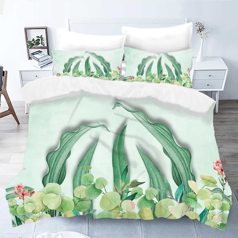 Housse de couette 140x200 cm en microfibre cyan avec 2 taies d'oreiller