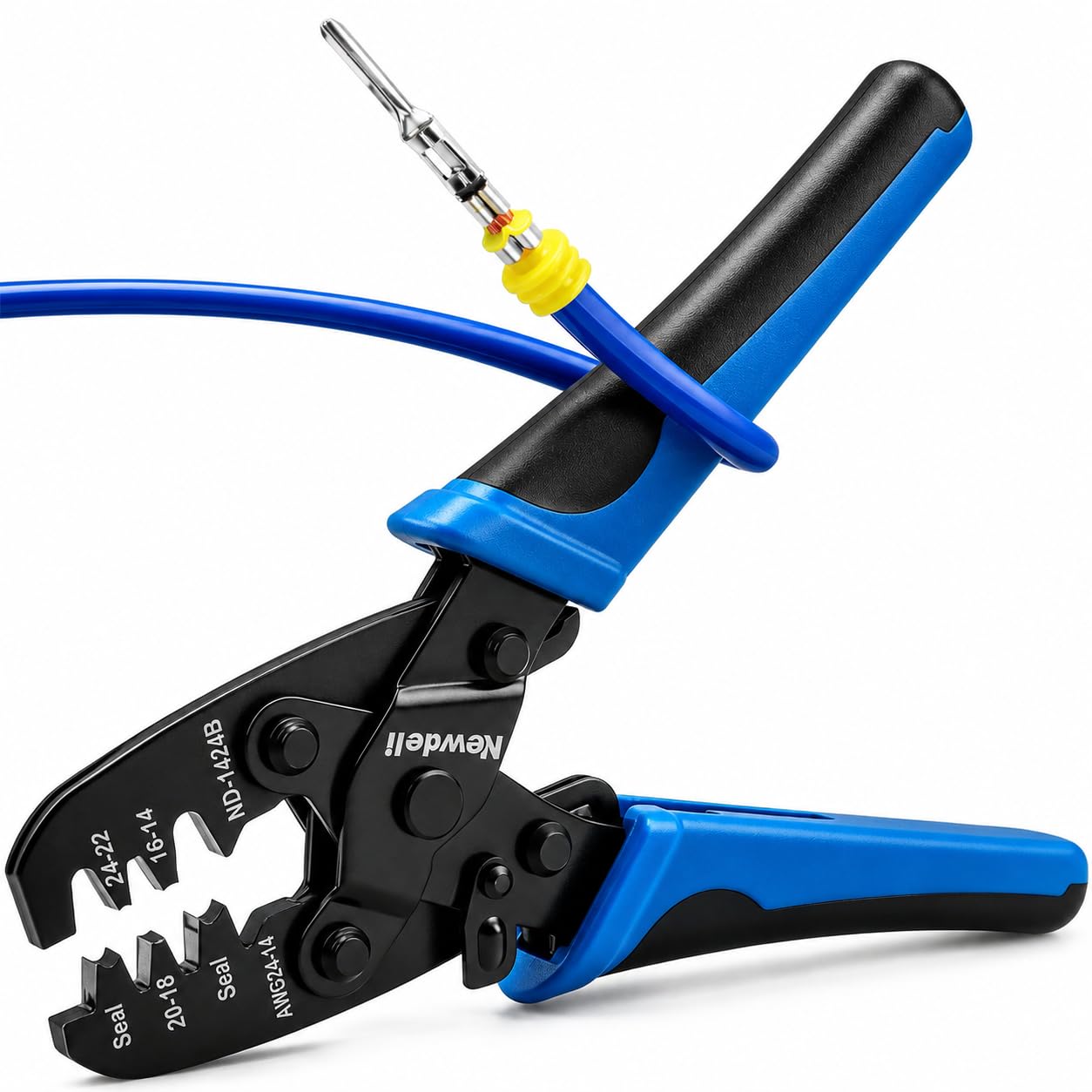Newdeli Weather Pack Crimper AWG24-14 Open Barrel Crimping Tool Waterproof Sealed Connectors Crimping Tool for Delphi APTIV Packard Weather Pack Terminals or Metri-Pack 150, 280 Connectors