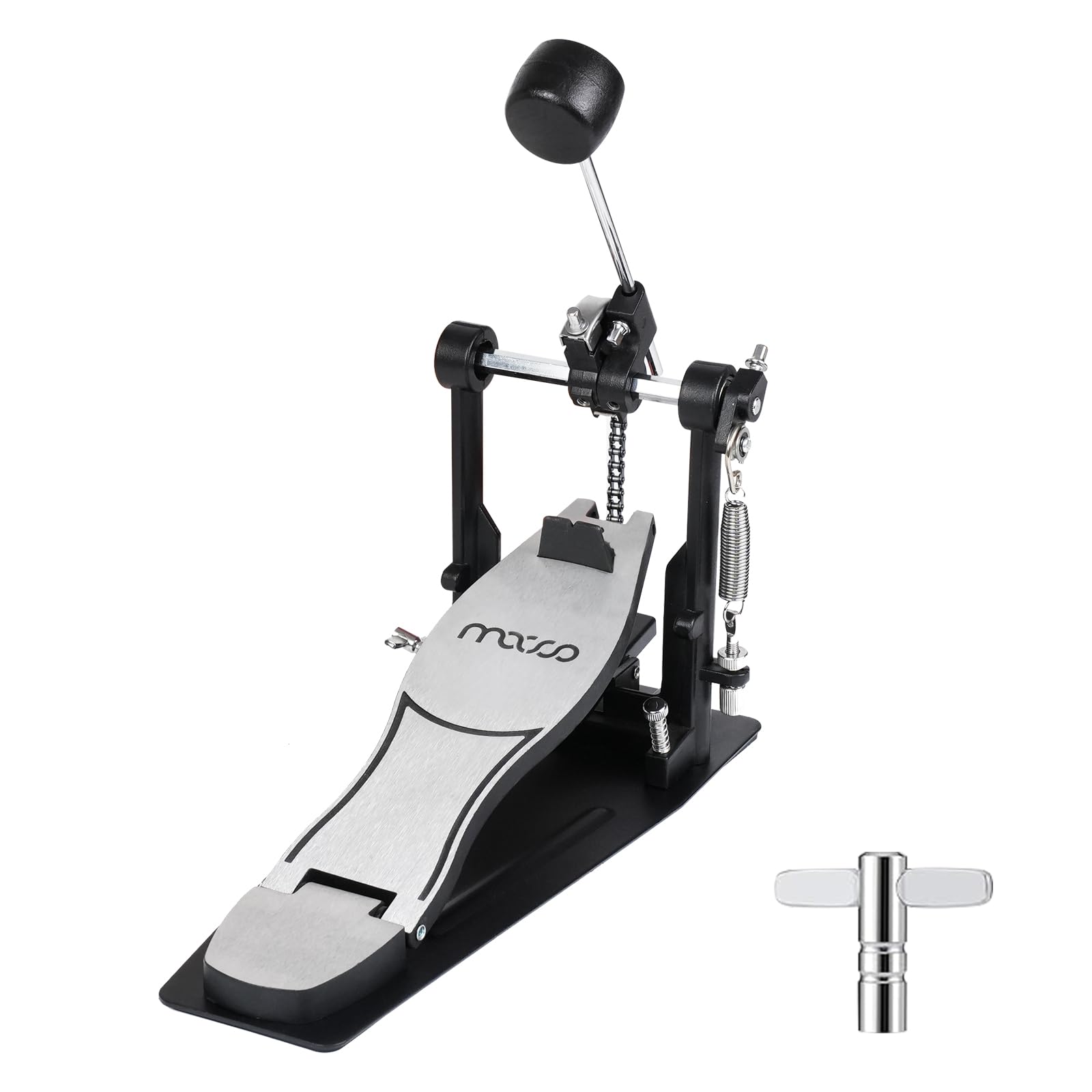 Bass Drum Pedal,Bass Drum Pedal Come with Classic Felt Beater Stick for Drum Set Instrument,Cam Chain Bass Drum Pedal for Beginner & Professional Drummers : Musical Instruments